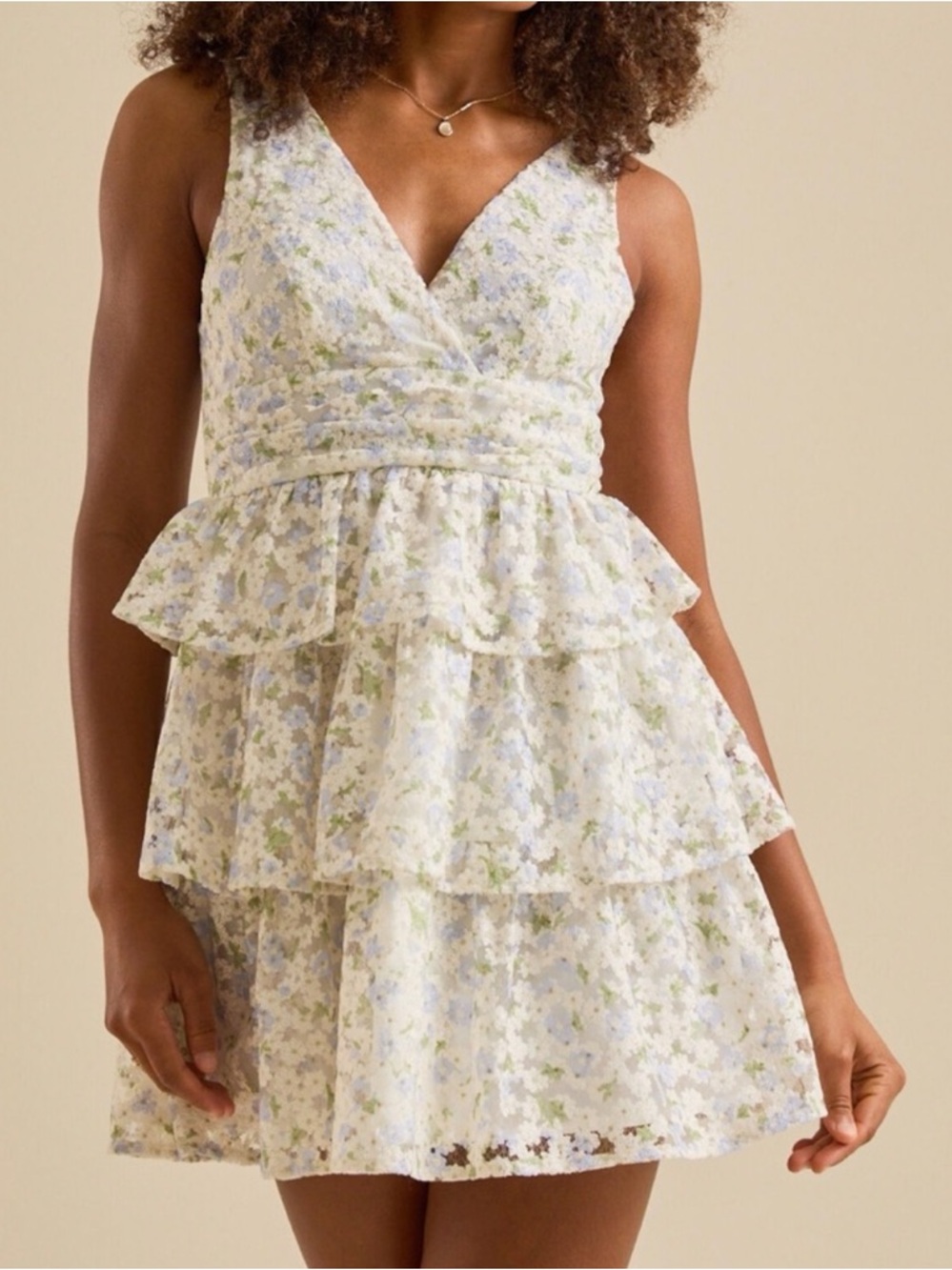 New Altar’d State Beau Layered Mini Dress Ivory Floral